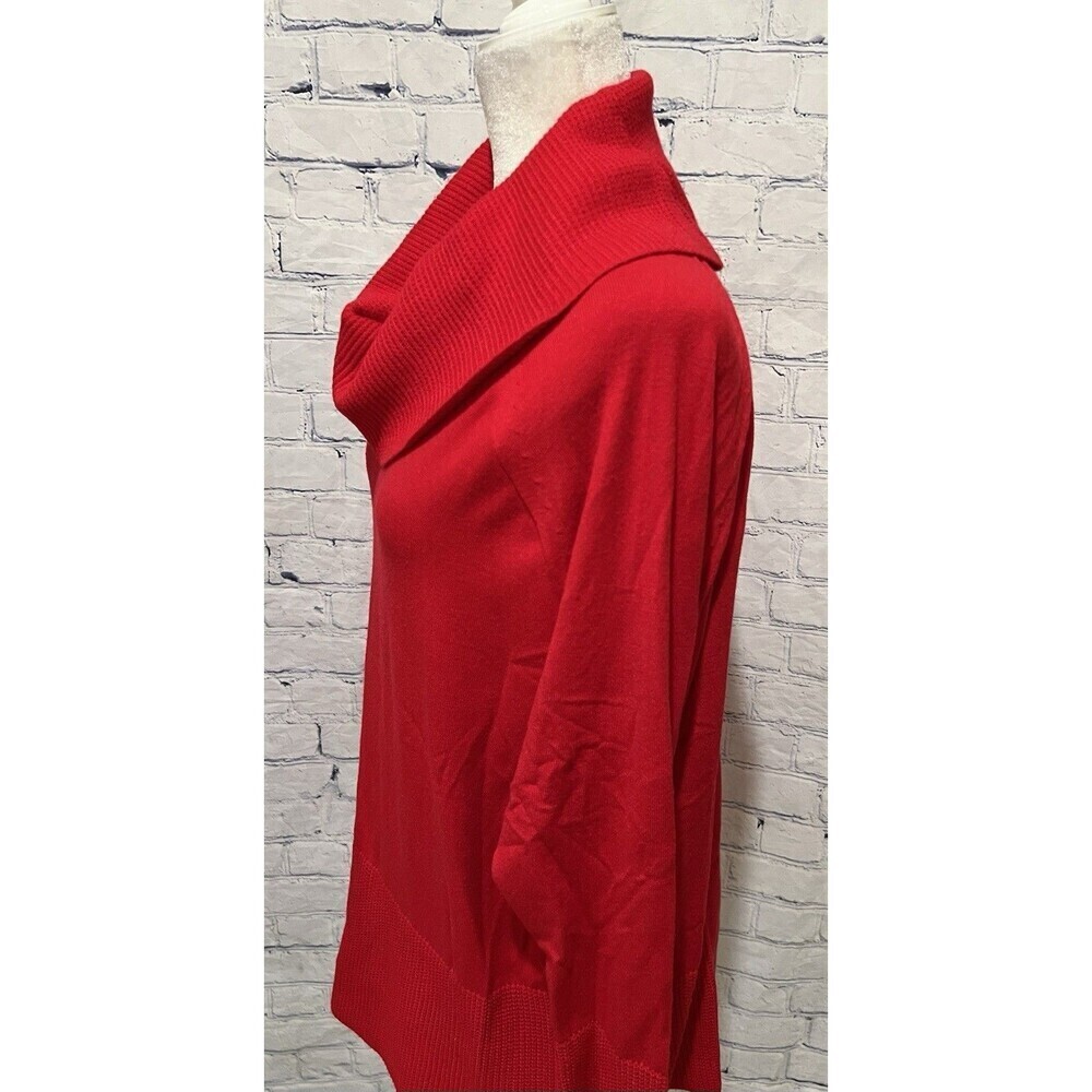 CYRUS Women's PLUS Size 1X Cowl Neck Tunic Sweater Cab Red Waffle Knit - $110 - Picture 4 of 8